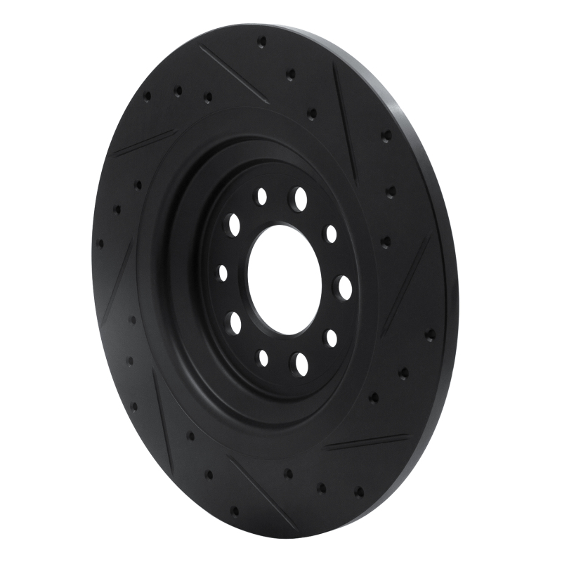 Jeep Cherokee Brake Rotor (1) - Rear Left - R1 Concepts - Drilled & Slotted - Black - `14-`23